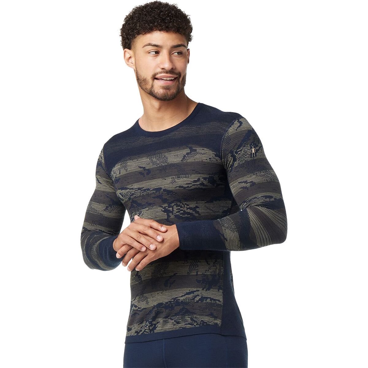Smartwool Intraknit Merino 200 Pattern Crew - Men's Deep Navy Mountain, XXL