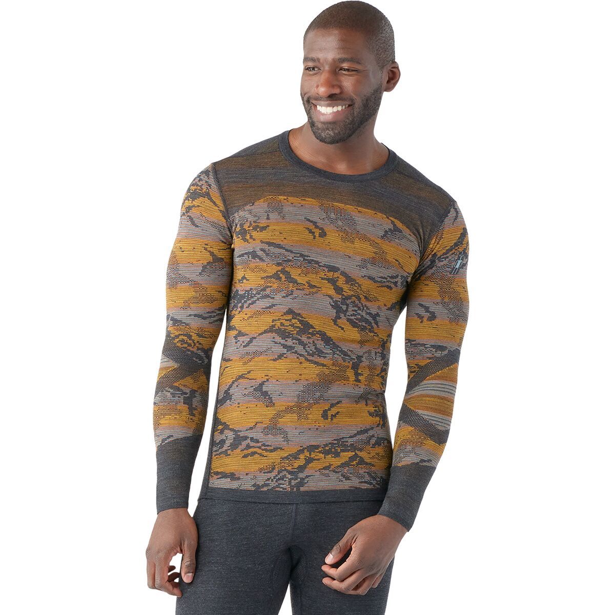 Smartwool Intraknit Merino 200 Pattern Crew - Men's Honey Gold Mountain, XL