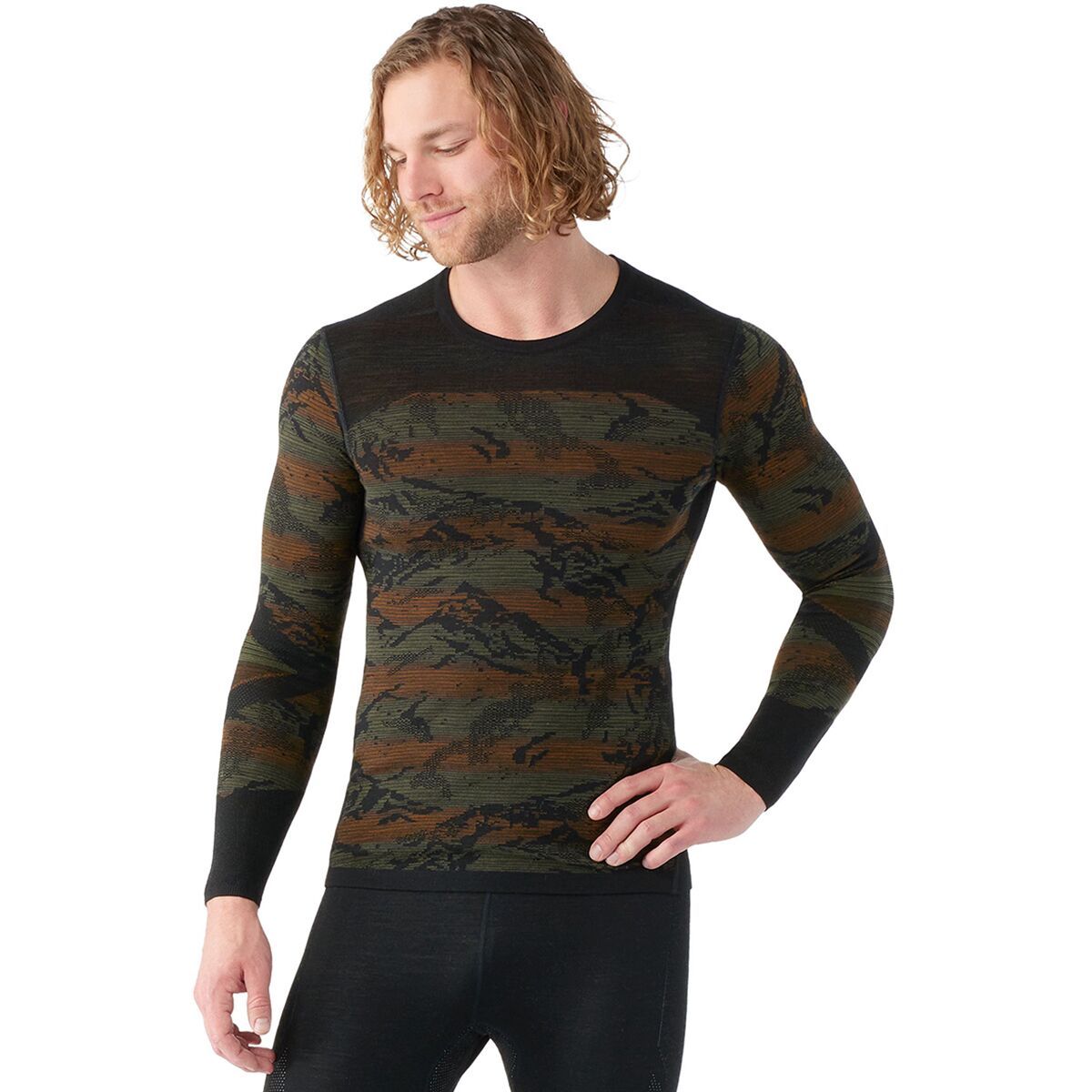 Smartwool Intraknit Merino 200 Pattern Crew - Men's Winter Moss Mountain, XL