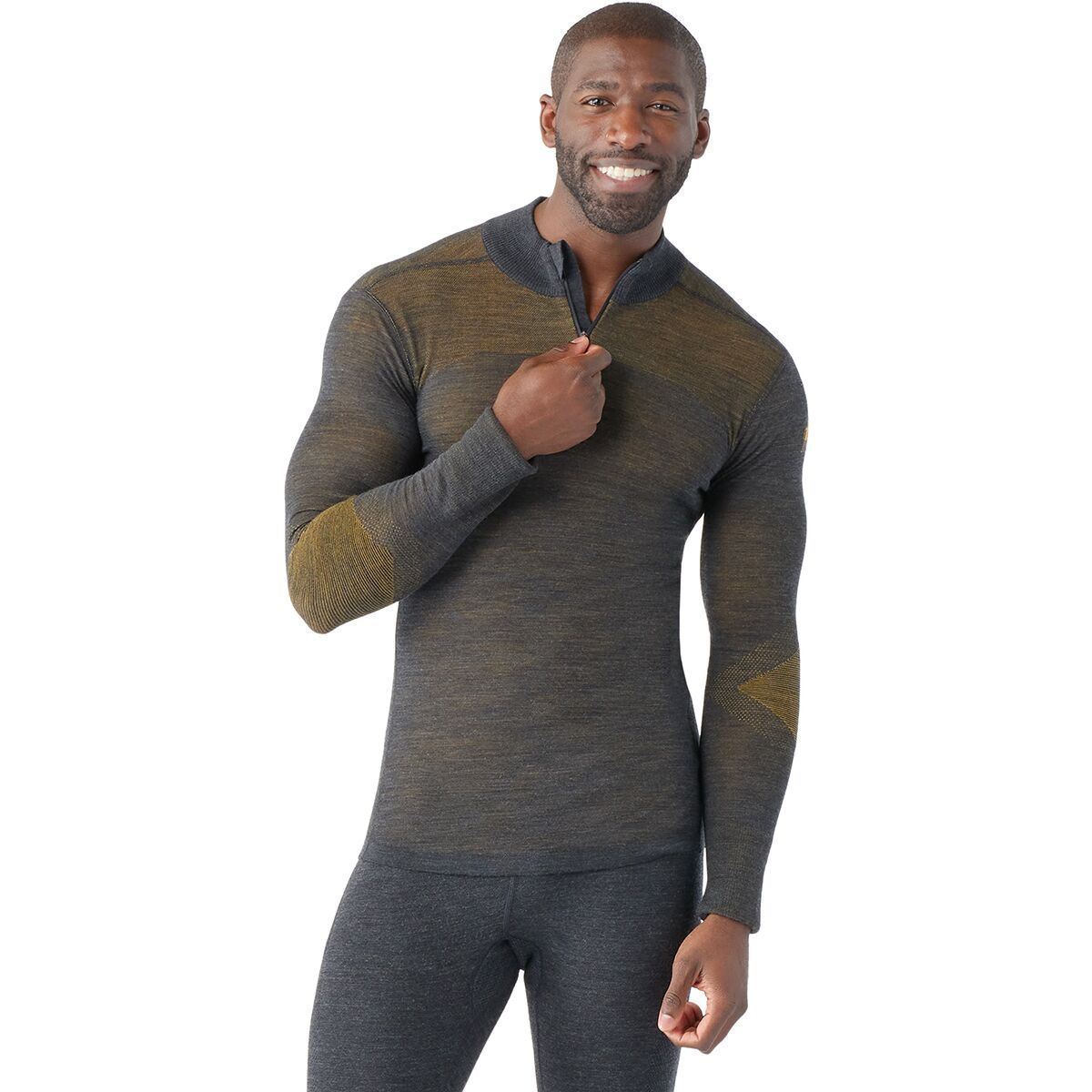 Smartwool Intraknit Merino 200 1/4-Zip Top - Men's Charcoal/Honey Gold, L