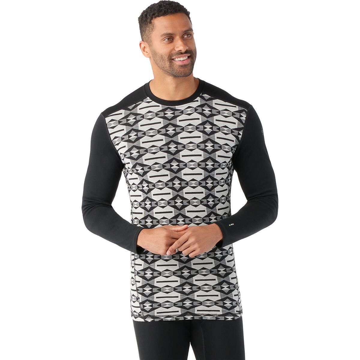 Smartwool Merino 250 Baselayer Crew - Men's Black Colliding Clouds, L