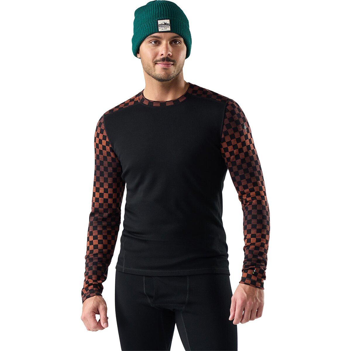 Image of Smartwool Merino 250 Baselayer Crew - Men's Burnt Sienna Check, XL