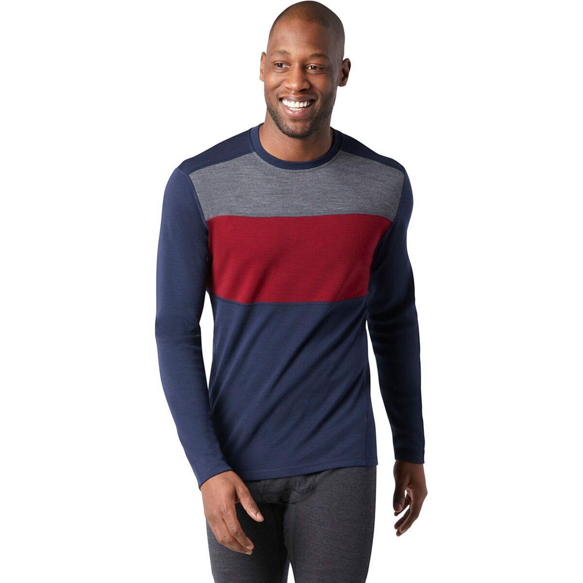 Smartwool Merino 250 Baselayer Colorblock Crew - Men's Deep Navy, XXL