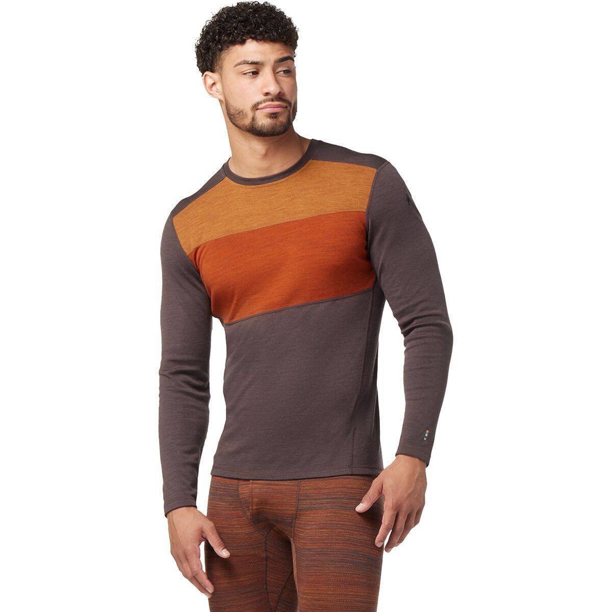 Smartwool Merino 250 Baselayer Colorblock Crew - Men's Shale Heather, XL
