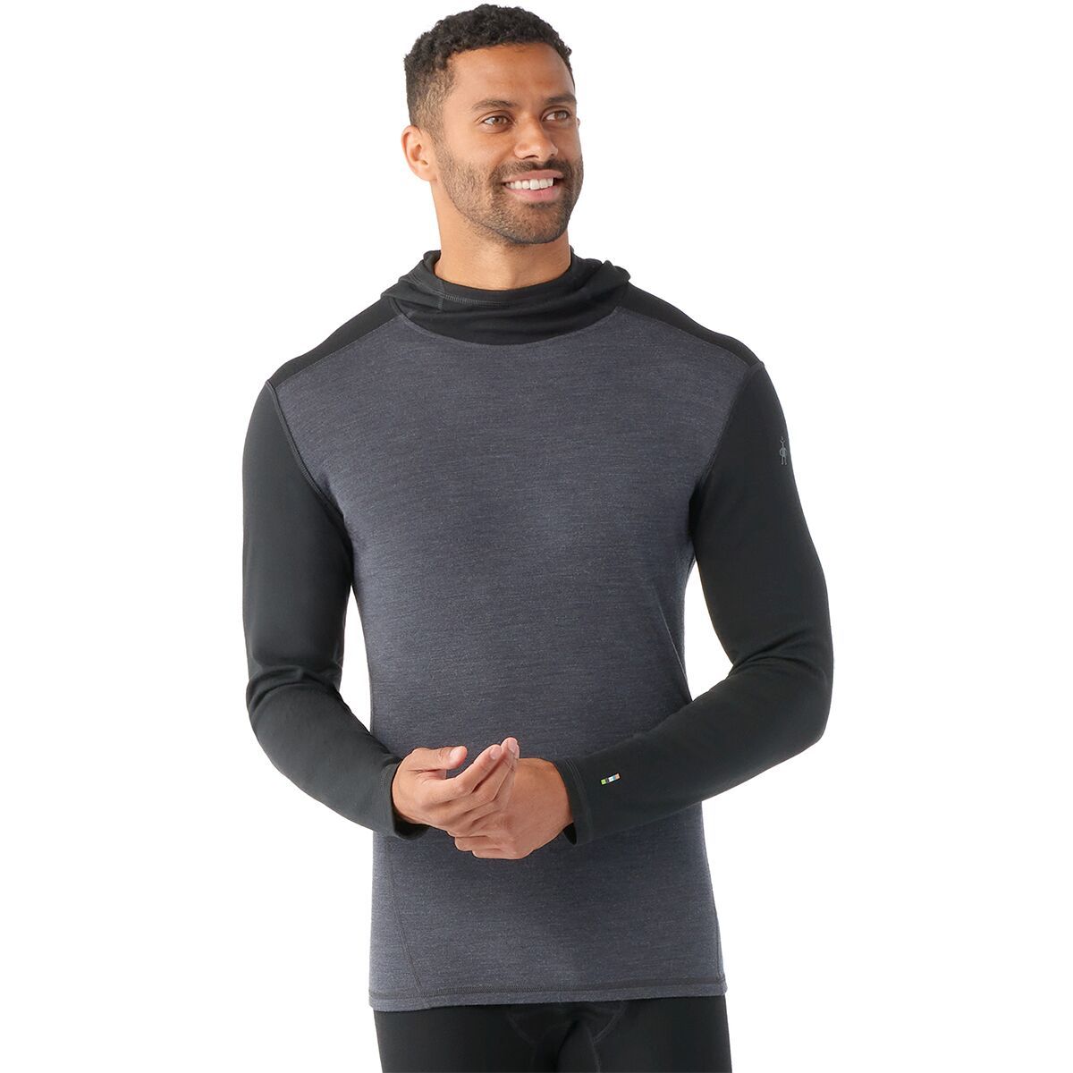 Smartwool Merino 250 Baselayer Hoodie - Men's Black/Charcoal Heather, L