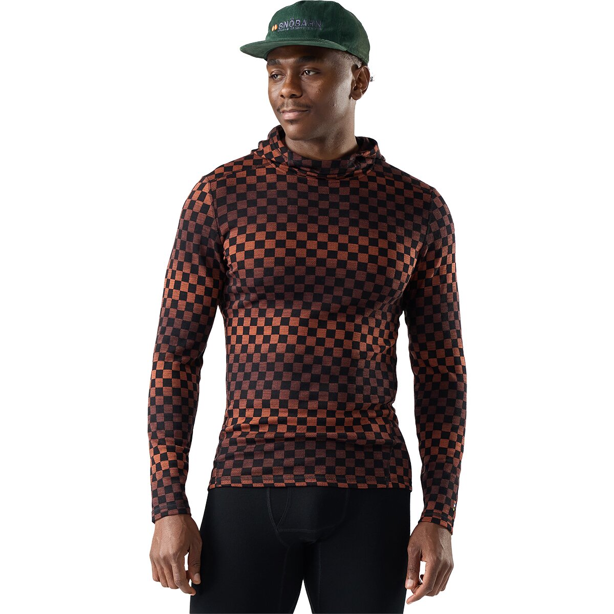 Image of Smartwool Merino 250 Baselayer Hoodie - Men's Burnt Sienna Check, L