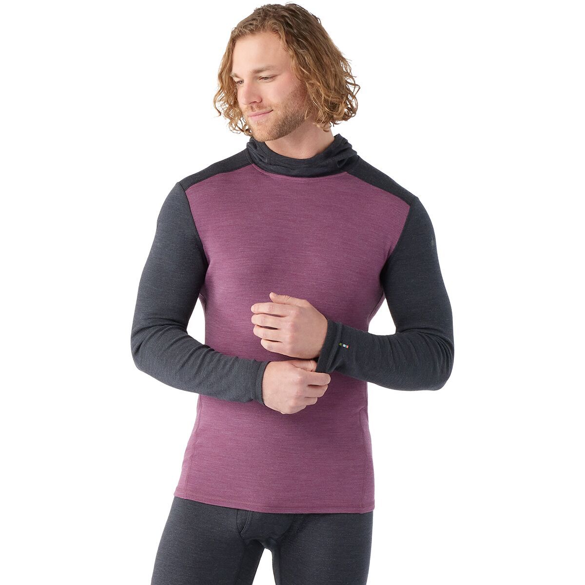 Smartwool Merino 250 Baselayer Hoodie - Men's Charcoal/Argyle Purple, L