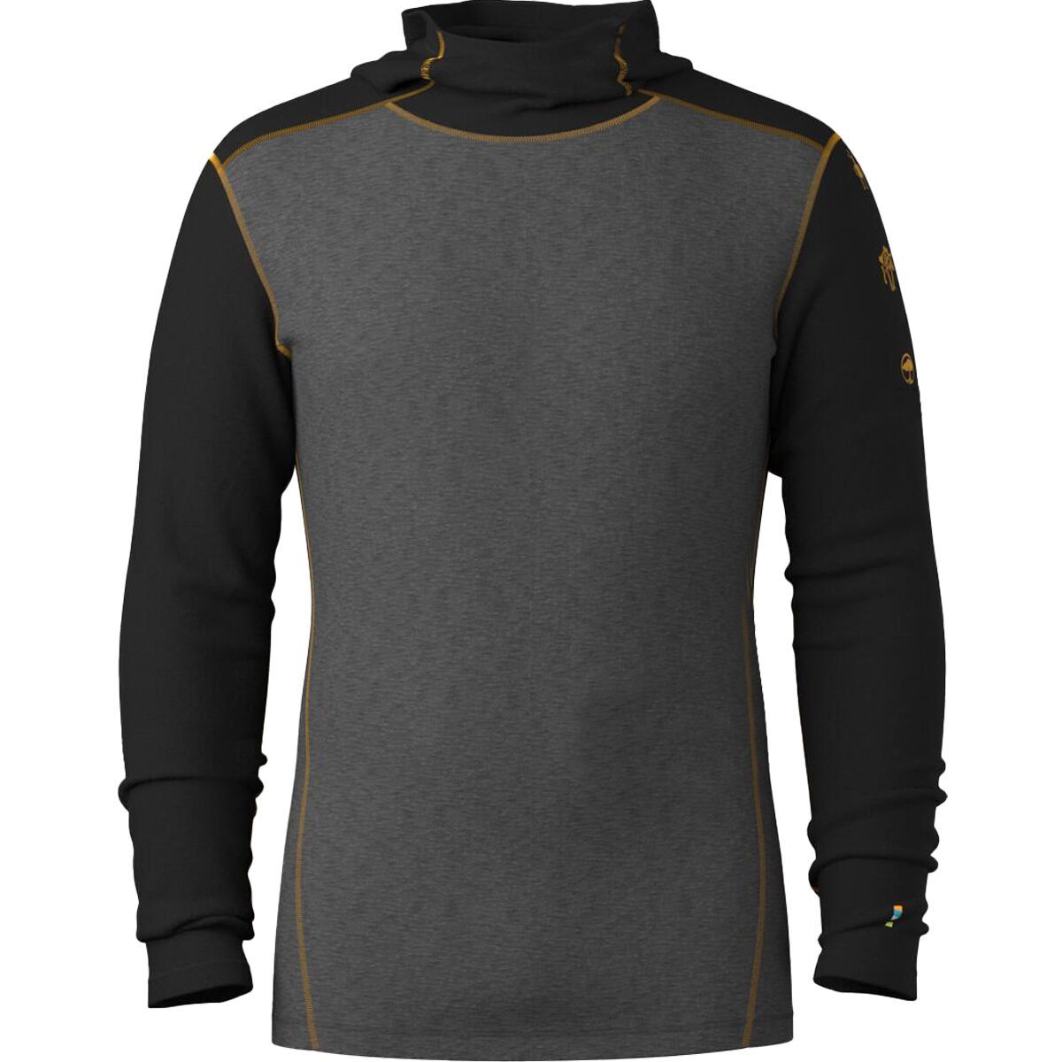 Image of Smartwool Merino 250 Baselayer Hoodie - Men's Charcoal/Honey Gold, L