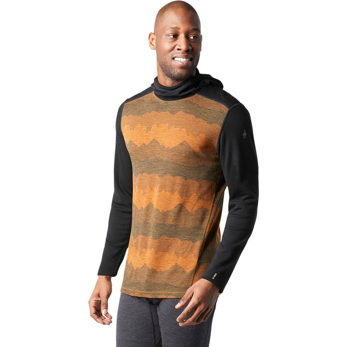 Smartwool Merino 250 Baselayer Hoodie - Men's Military Olive Mountain Scape/Black, XXL