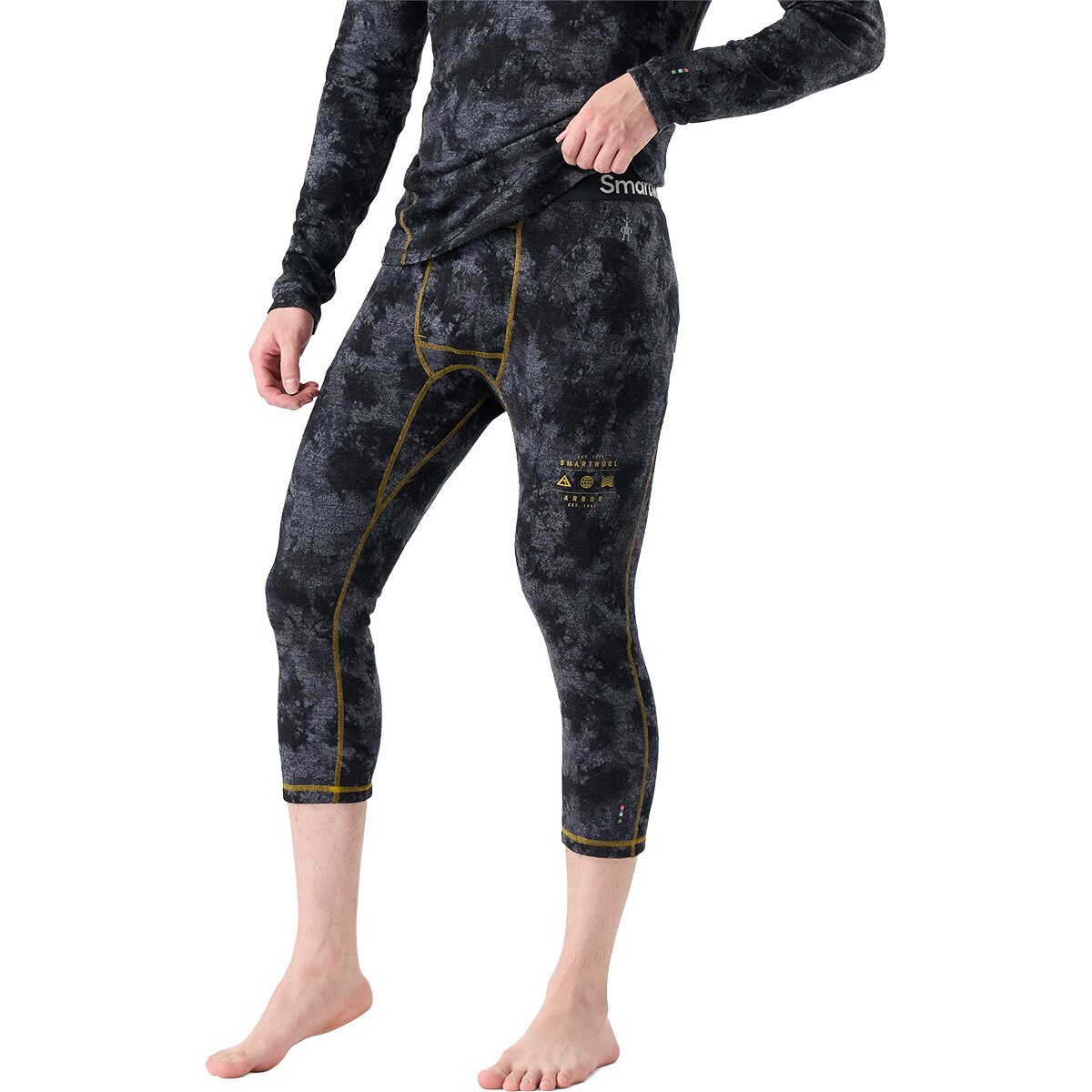 Image of Smartwool Merino 250 3/4 Bottom - Men's Black Tie Dye/Honey Gold, XXL