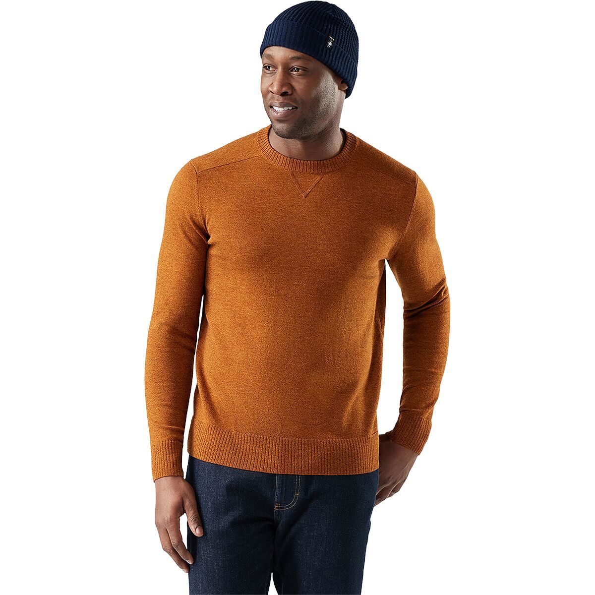 Image of Smartwool Sparwood Crew Sweater - Men's Pecan Brown/Squash, XL