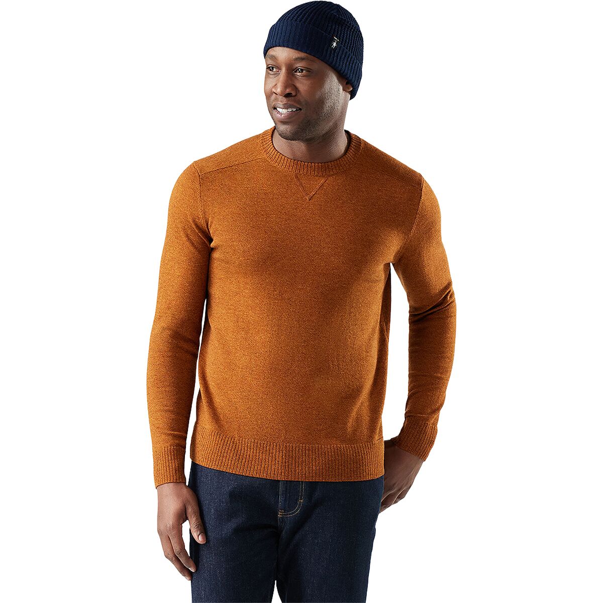 Image of Smartwool Sparwood Crew Sweater - Men's Pecan Brown/Squash, L