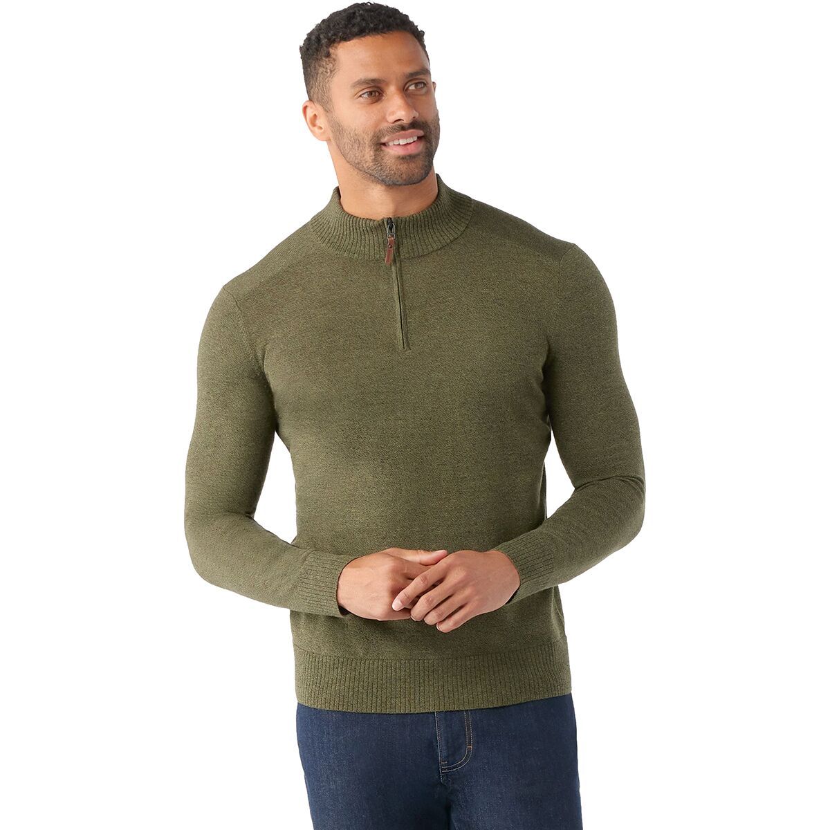 Smartwool Sparwood 1/2-Zip Sweater - Men's North Woods Heather/Winter Moss Heather, L
