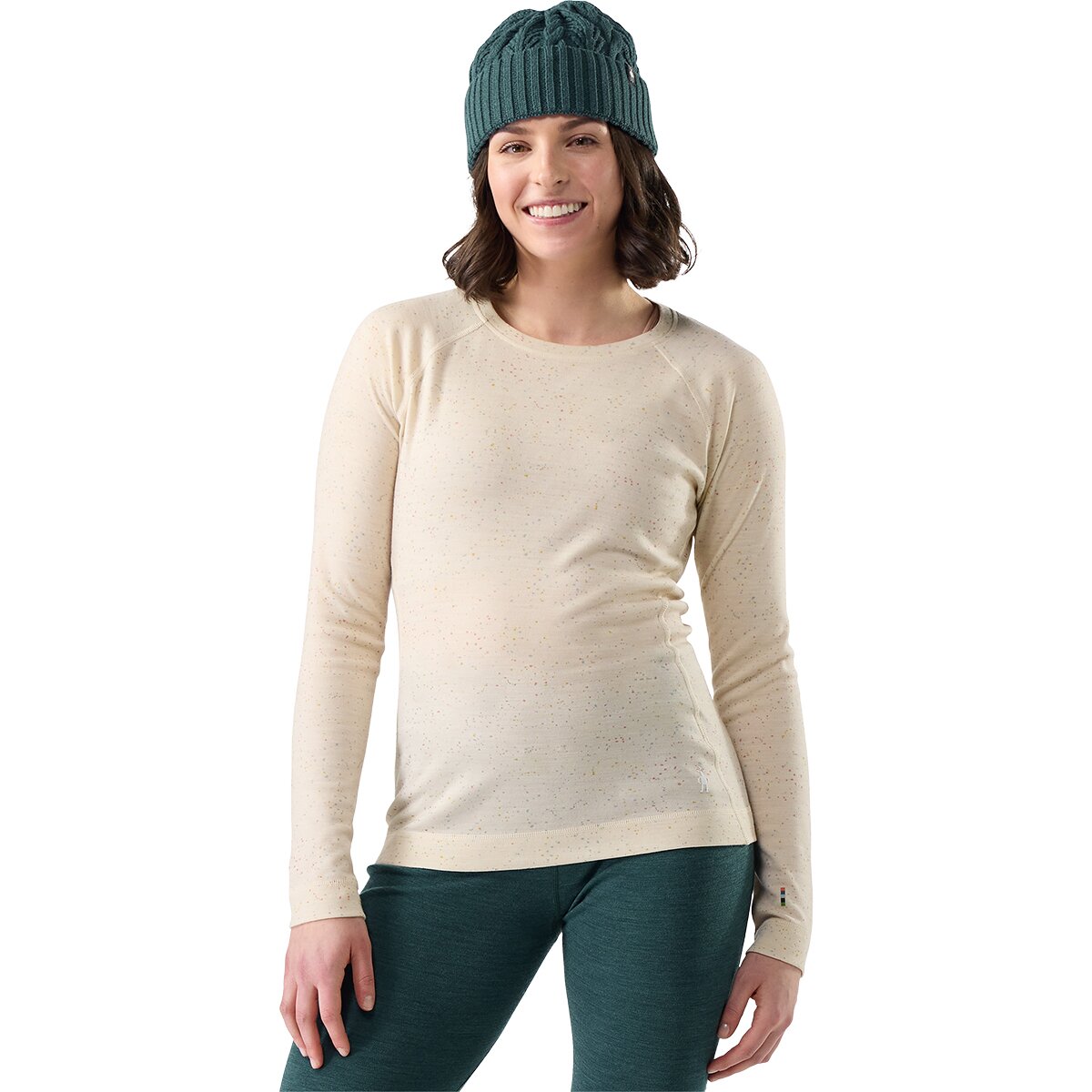 Image of Smartwool Classic Thermal Merino Crew Baselayer - Women's Almond Donegal, M