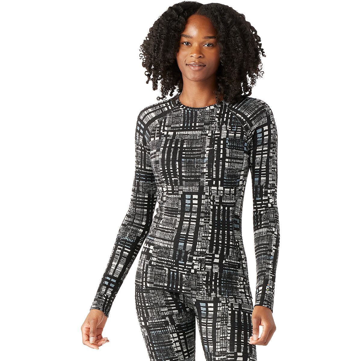 Smartwool Classic Thermal Merino Crew Baselayer - Women's Black Digi Plaid, L