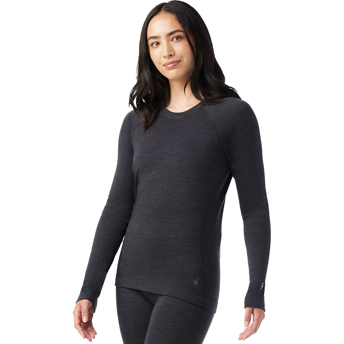 Image of Smartwool Classic Thermal Merino Crew Baselayer - Women's Charcoal Heather, XS