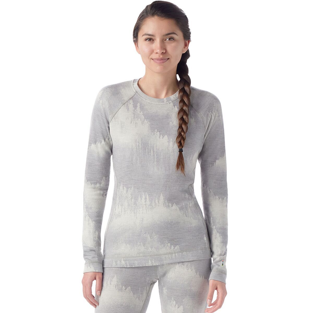 Image of Smartwool Classic Thermal Merino Crew Baselayer - Women's Light Gray Foggy Pines, XS