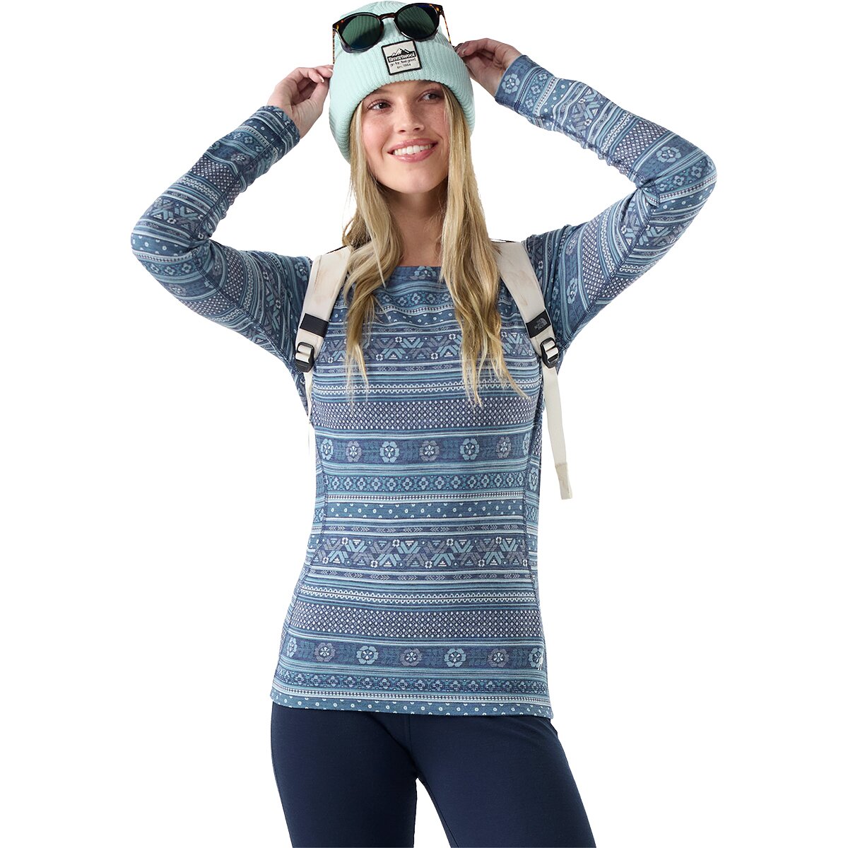Image of Smartwool Classic Thermal Merino Crew Baselayer - Women's Nightfall Fair Isle Fun, XS