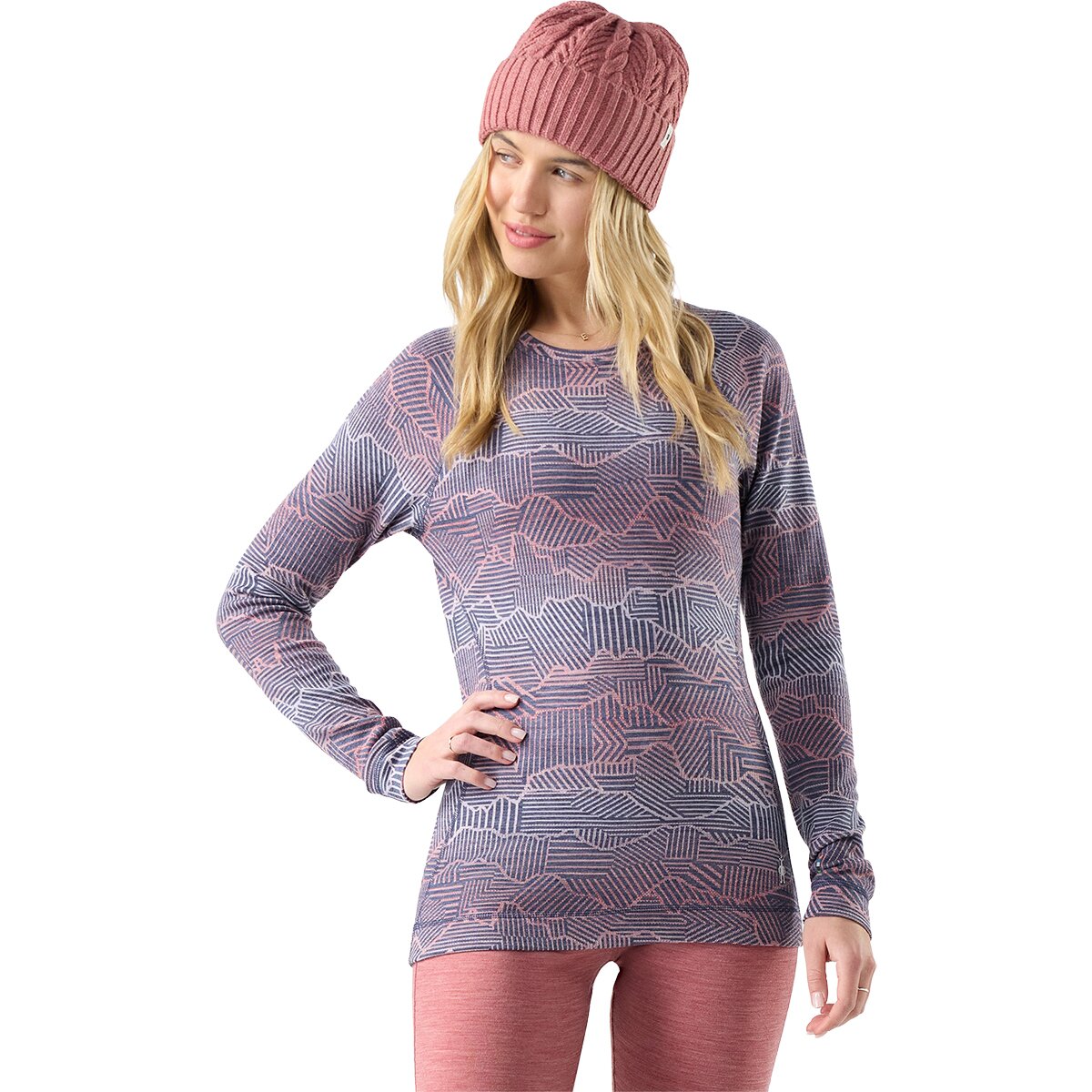 Image of Smartwool Classic Thermal Merino Crew Baselayer - Women's Nightfall Linear Peaks, L