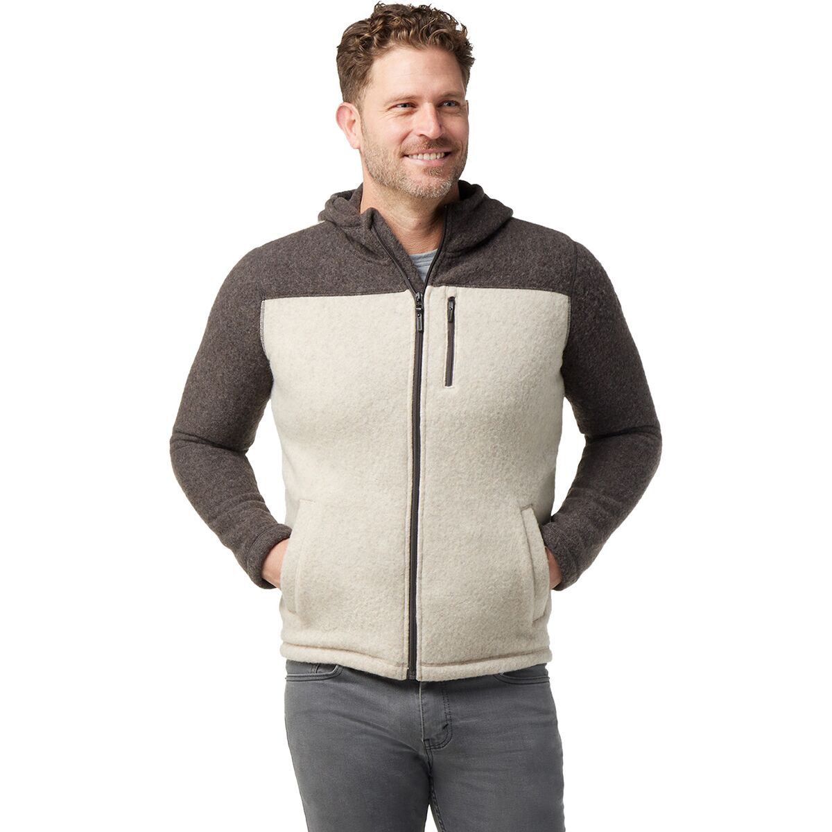 Smartwool Hudson Trail Fleece Hoodie - Men's Shale/Dune, M