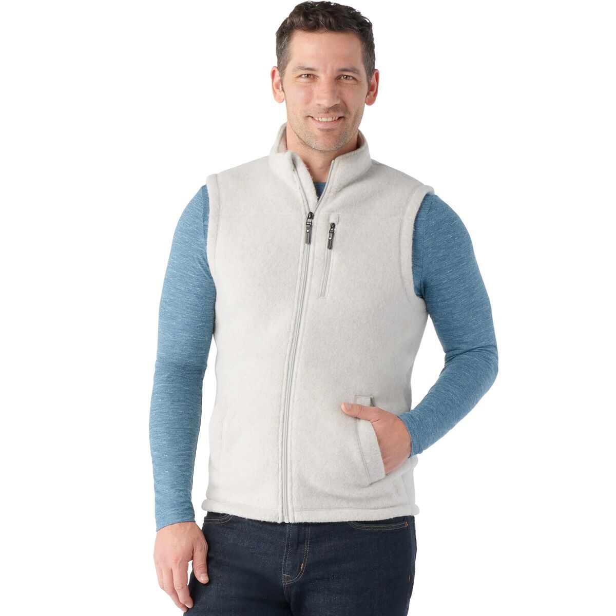 Smartwool Hudson Trail Fleece Vest - Men's Light Gray Heather, XL