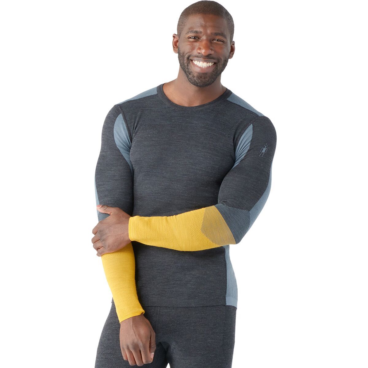 Smartwool Intraknit Merino 200 Colorblock Crew - Men's Charcoal/Honey Gold, XXL