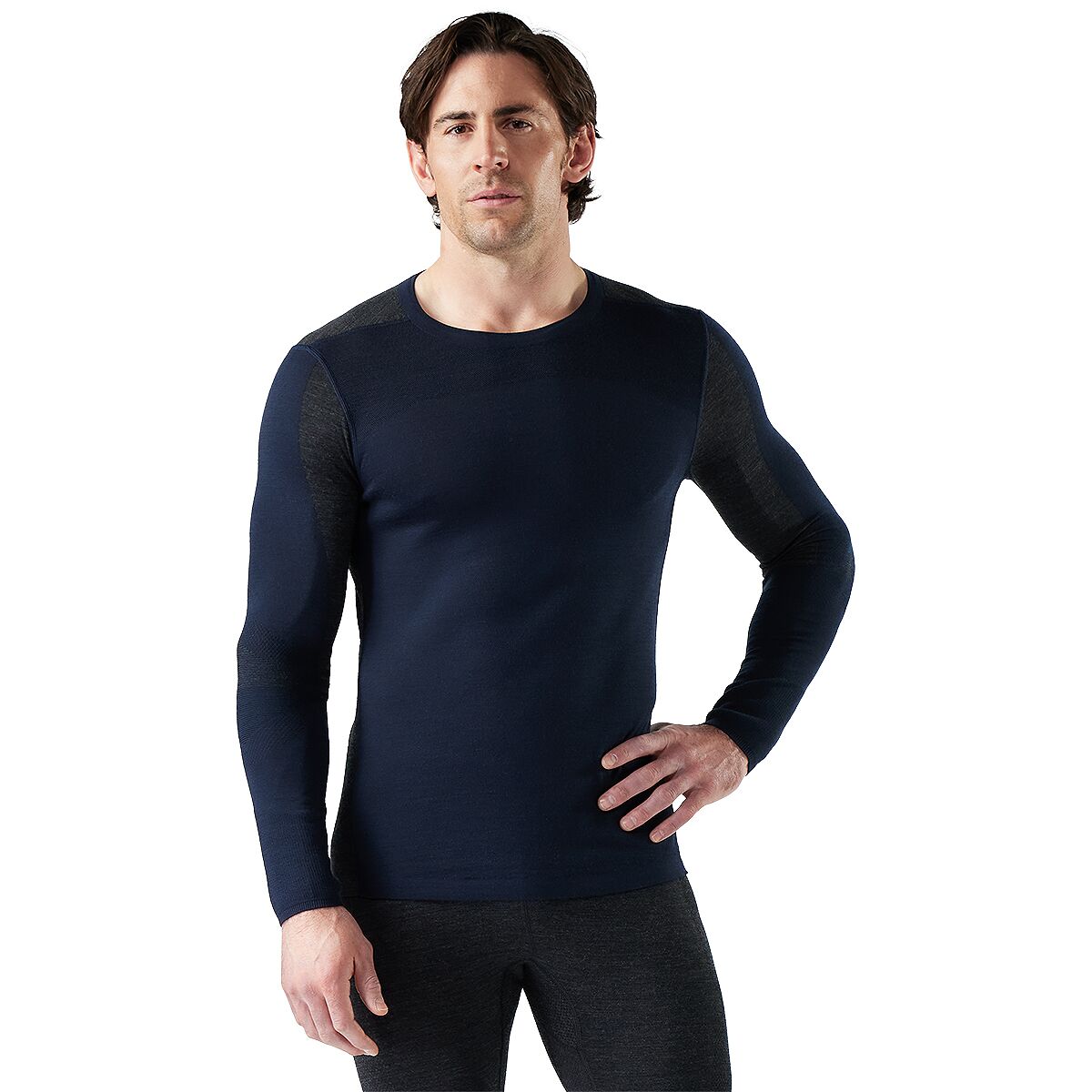 Image of Smartwool Intraknit Merino 200 Colorblock Crew - Men's Deep Navy/Charcoal, M