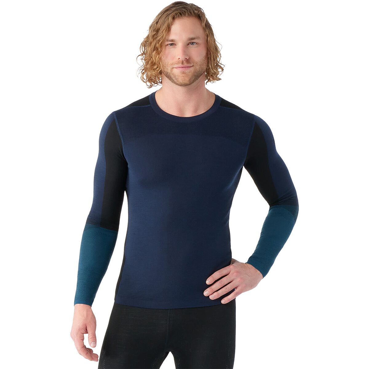 Image of Smartwool Intraknit Merino 200 Colorblock Crew - Men's Deep Navy/Twilight Blue, XL