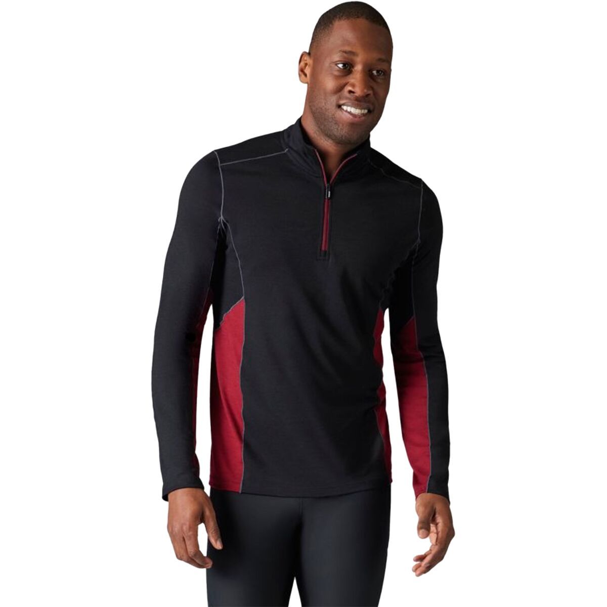 Smartwool Merino Sport 150 Long-Sleeve 1/4-Zip Top - Men's Tibetan Red Heather/Black, M