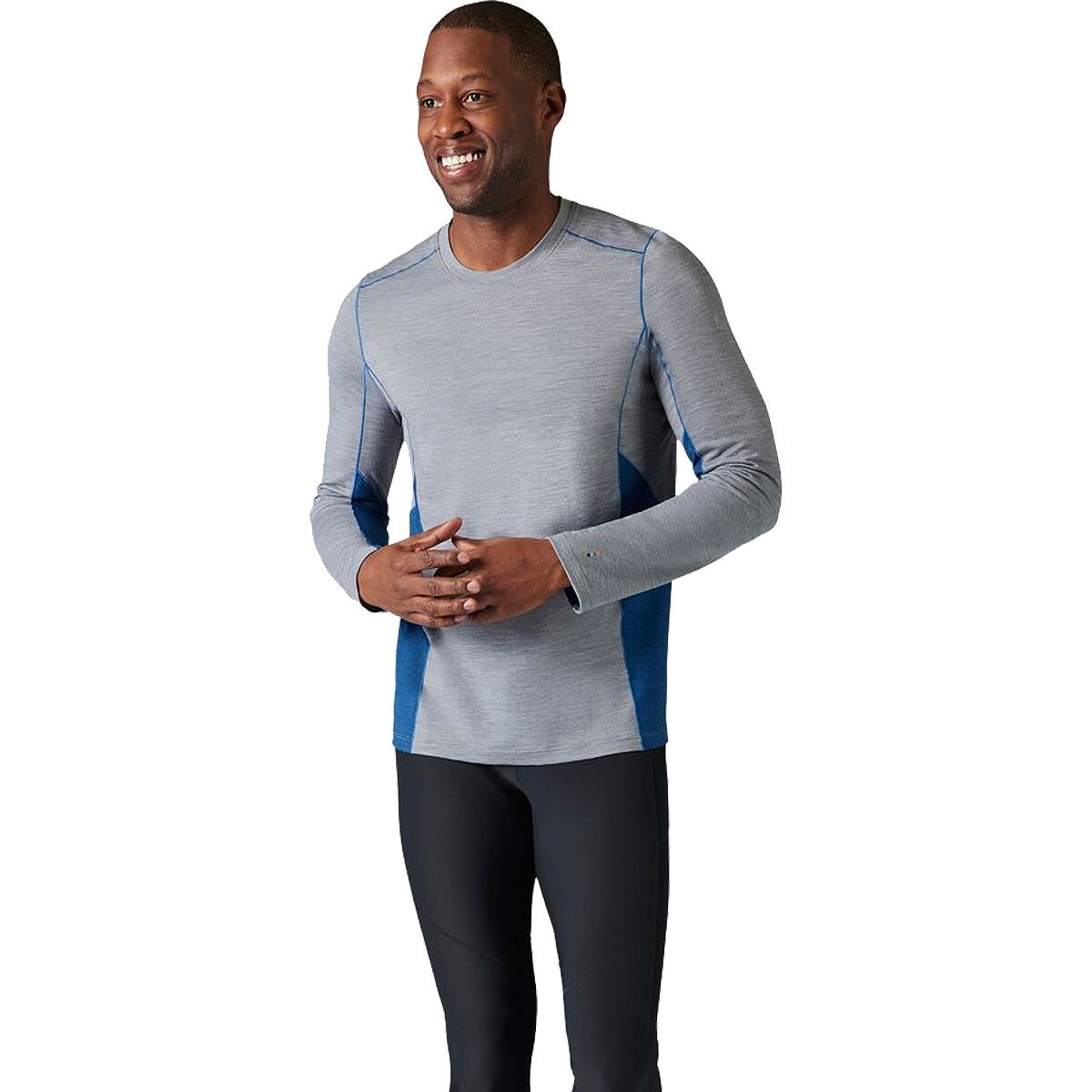 Smartwool Merino Sport 150 Long-Sleeve Crew - Men's Light Gray Heather/Dark Denim, XXL