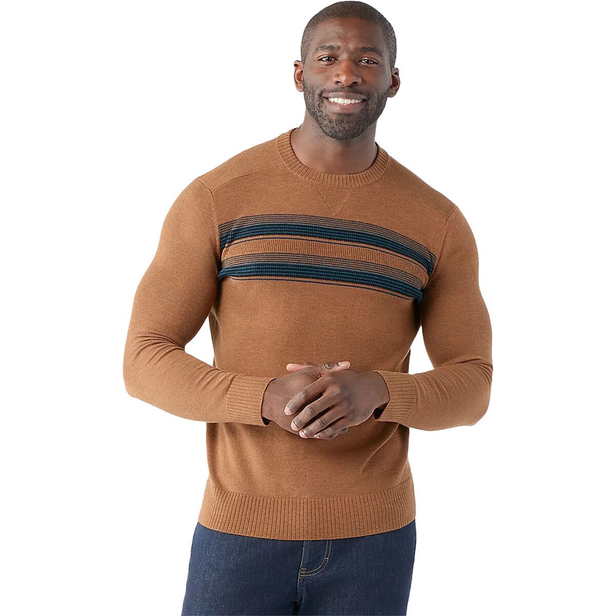 Smartwool Sparwood Stripe Crew Sweater - Men's Fox Brown Heather, XXL