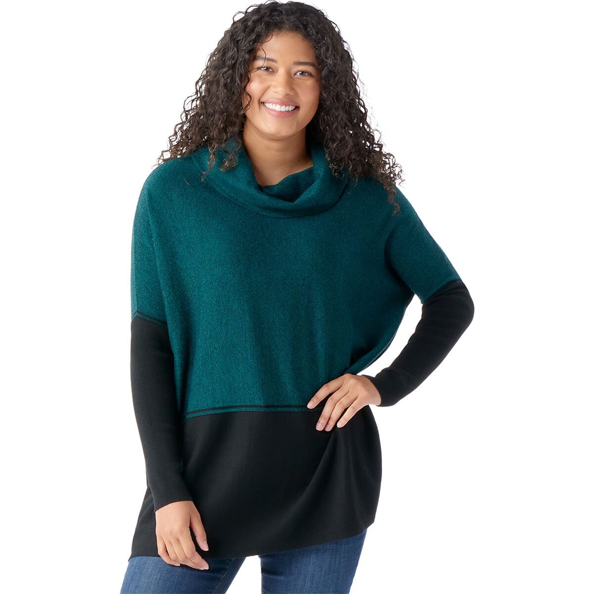 Smartwool Edgewood Poncho Sweater - Women's Emerald/Black Marl, S