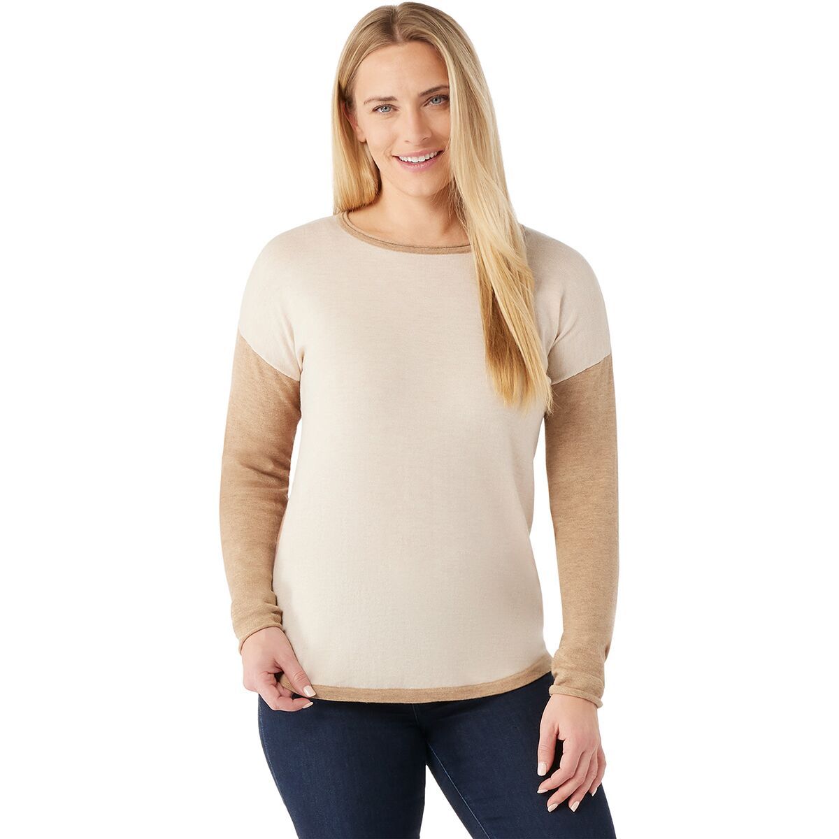Smartwool Shadow Pine Colorblock Sweater - Women's Almond Heather, XL