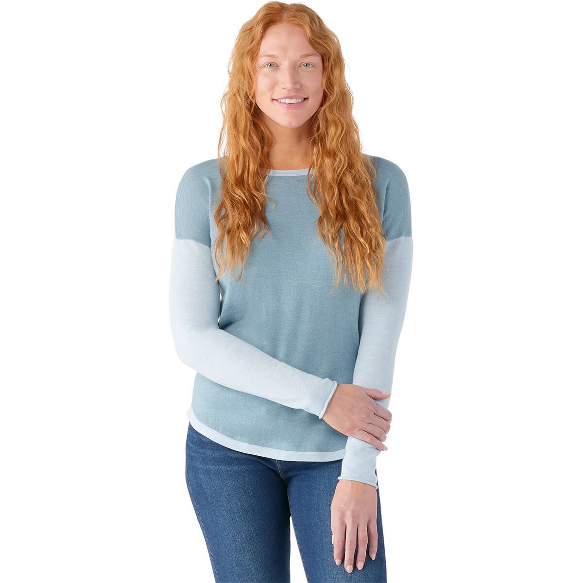 Smartwool Shadow Pine Colorblock Sweater - Women's Lead Heather, S