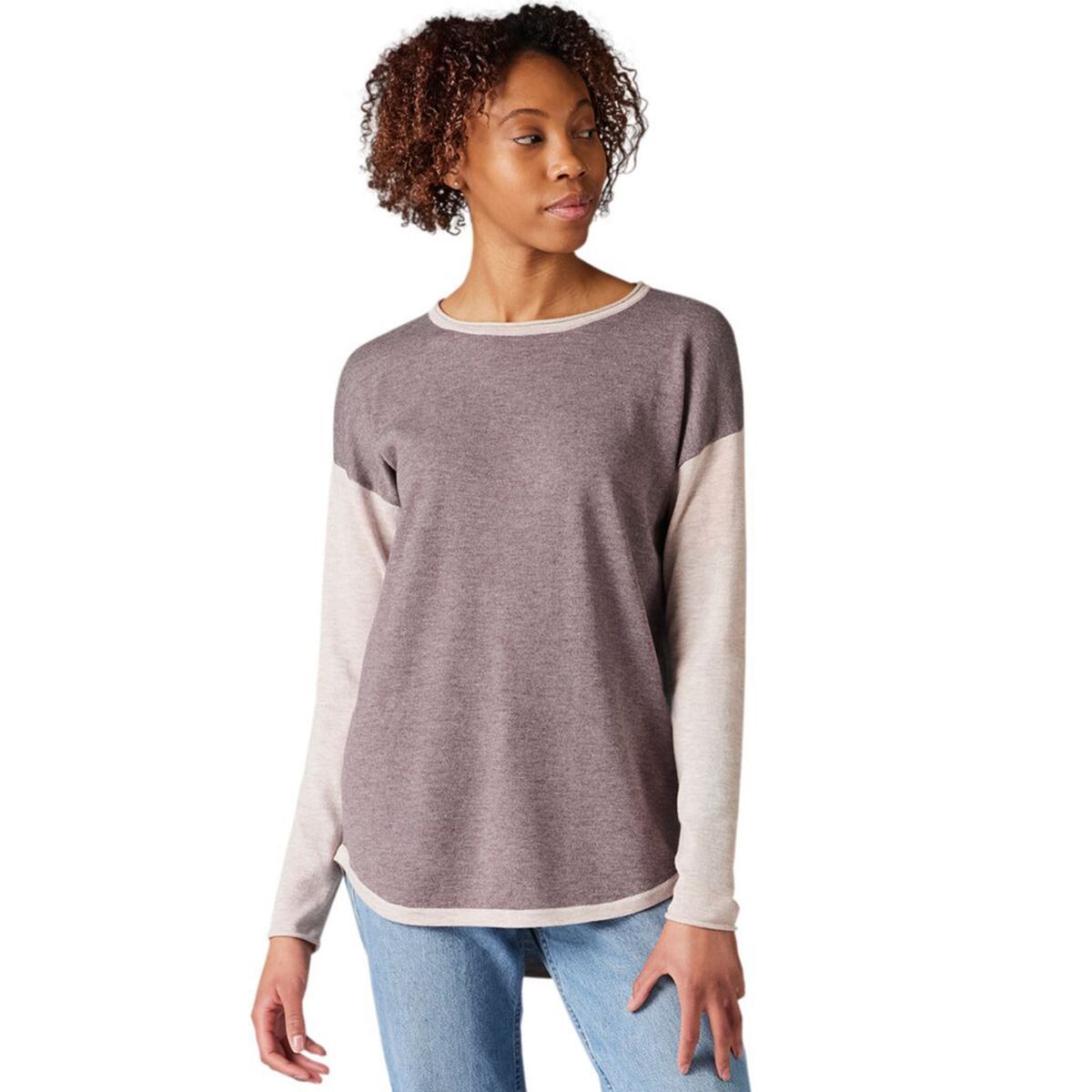Smartwool Shadow Pine Colorblock Sweater - Women's Sparrow Heather, XS