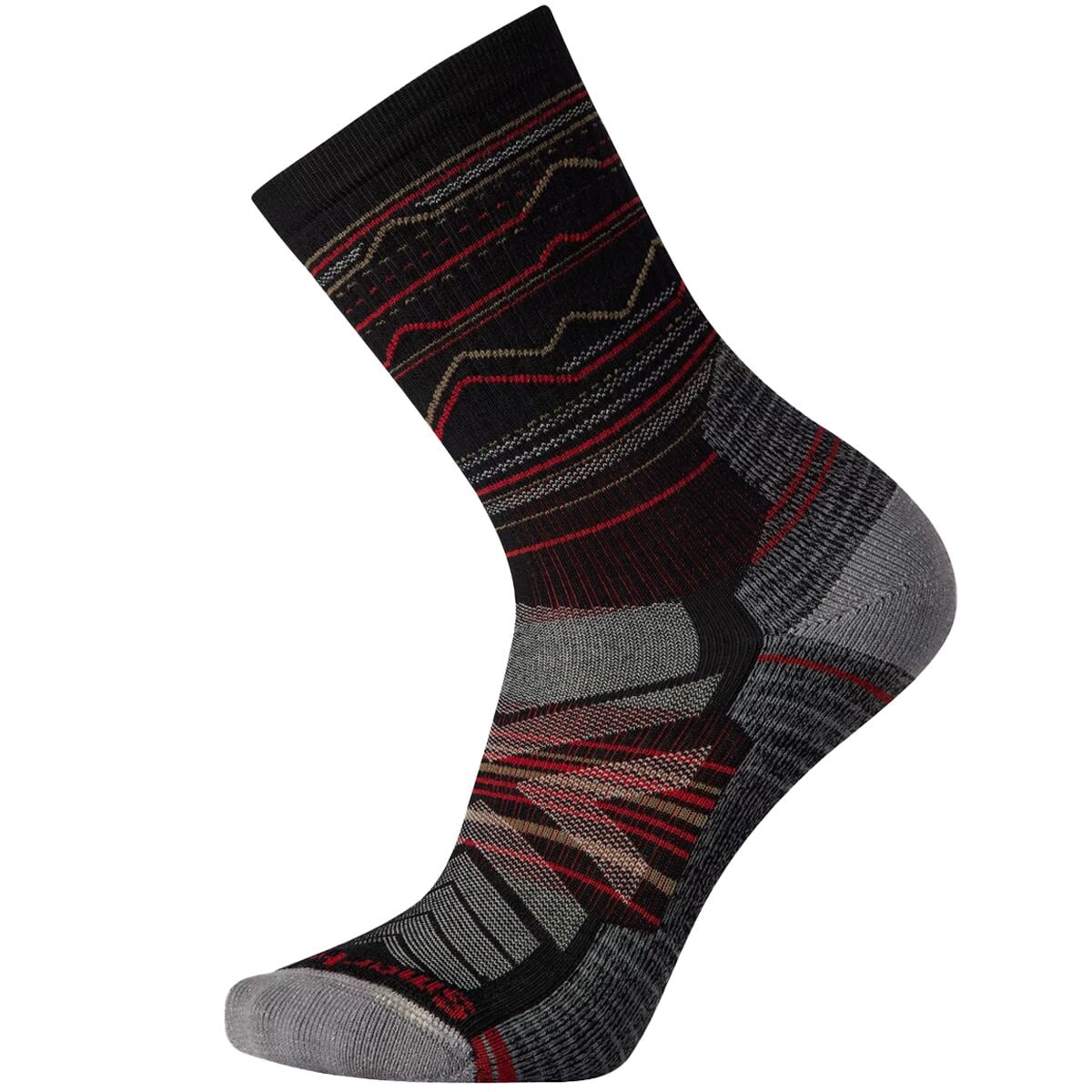 Image of Smartwool Performance Hike Light Cushion Mountain Range Pattern Crew Black, M