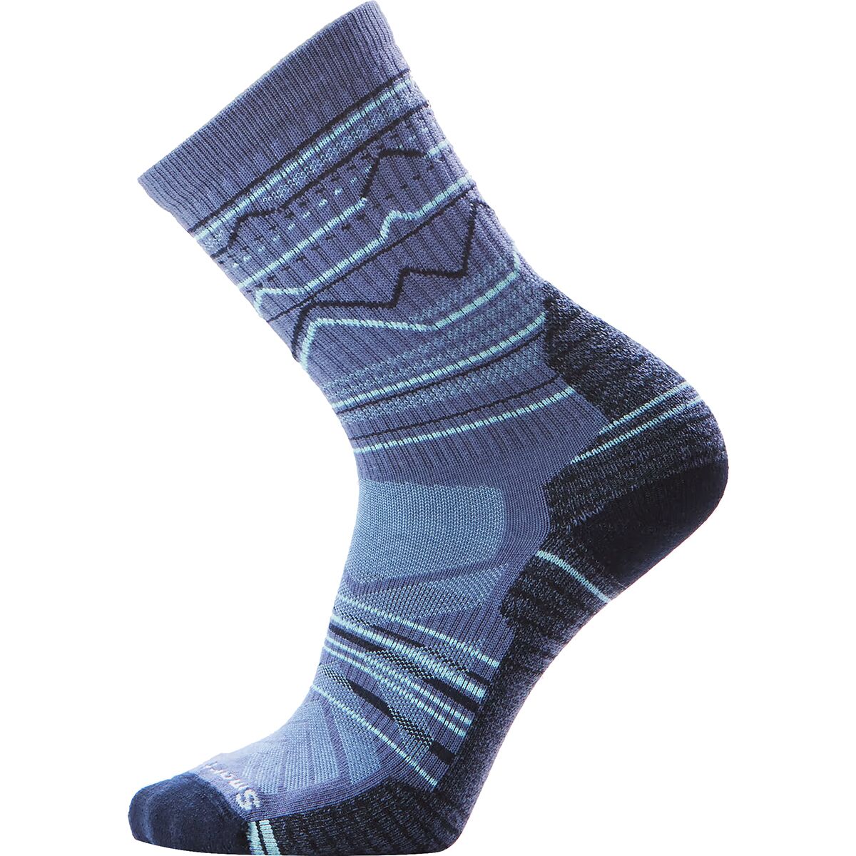 Image of Smartwool Performance Hike Light Cushion Mountain Range Pattern Crew Nightfall Blue, XL