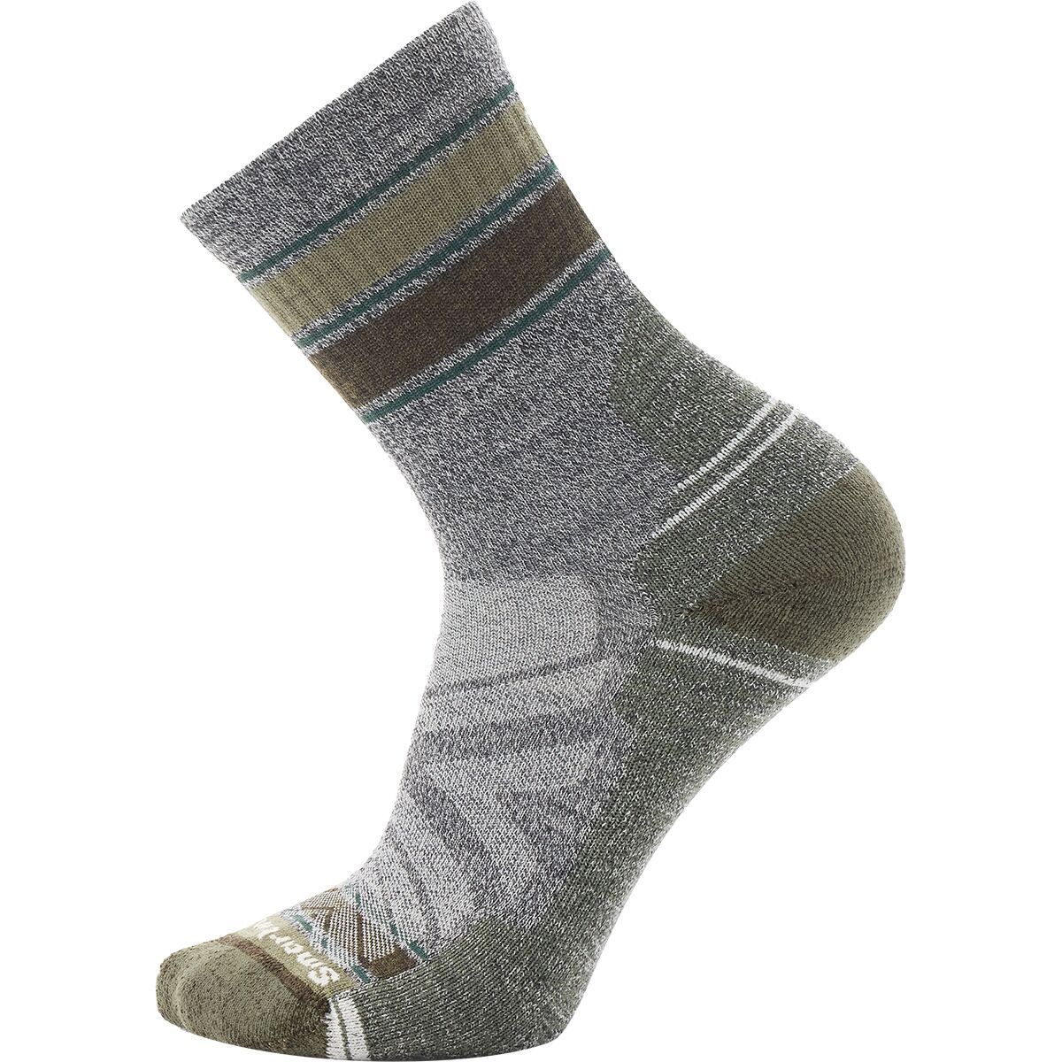 Image of Smartwool Performance Hike Light Cushion Striped Mid Crew Sock Ash/Charcoal, XL