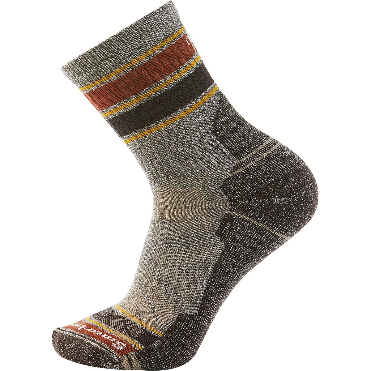 Image of Smartwool Performance Hike Light Cushion Striped Mid Crew Sock Taupe/Natural Marl, M