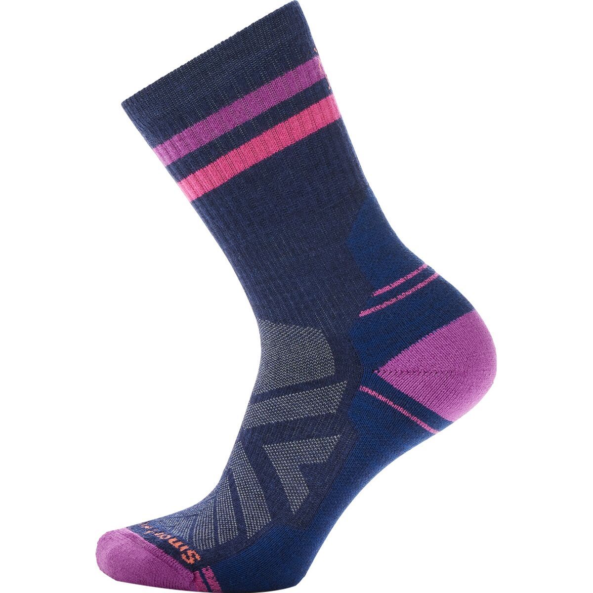 Image of Smartwool Performance Hike Light Cushion Tube Stripe Crew - Women's Deep Navy/Power Pink, L