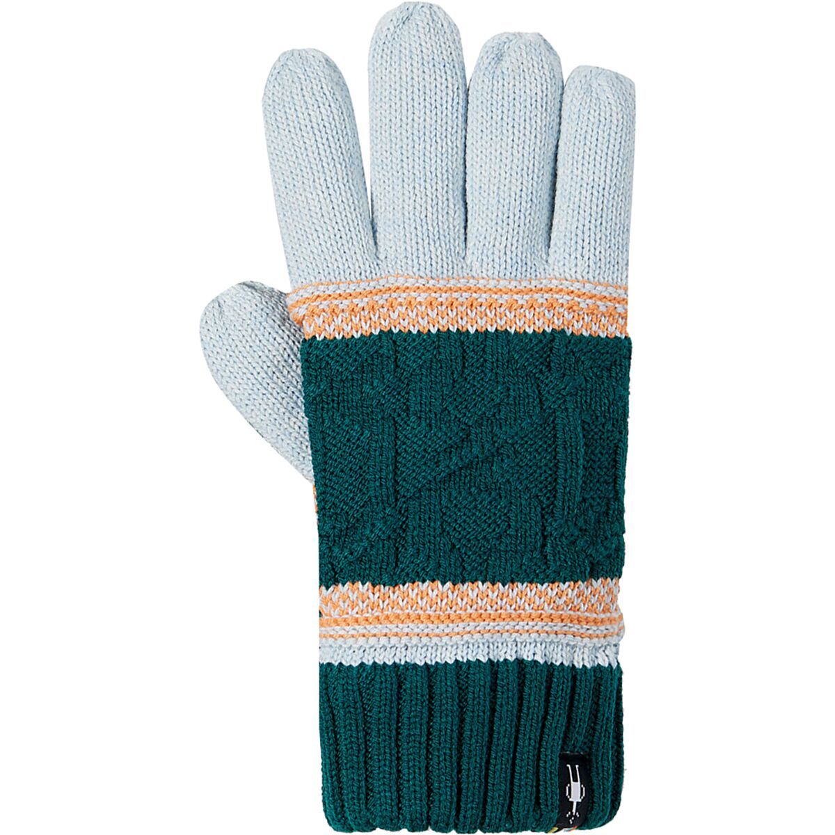 Image of Smartwool Popcorn Cable Glove Emerald Green/Apricot, One Size
