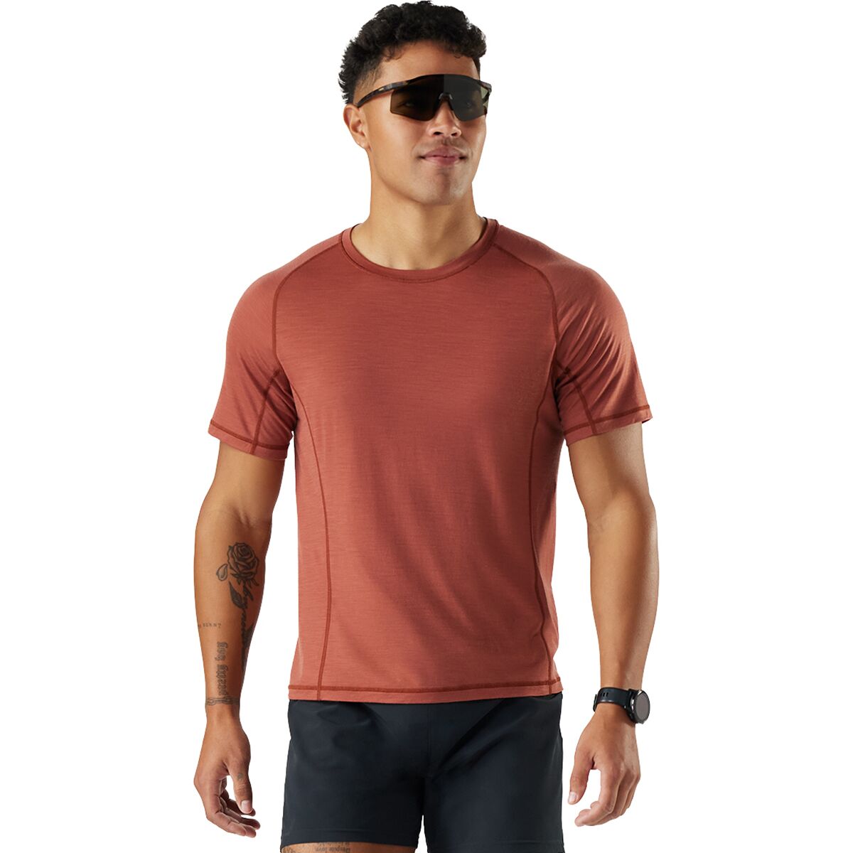 Image of Smartwool Active Ultralite Short Sleeve Shirt - Men's Burnt Sienna, M