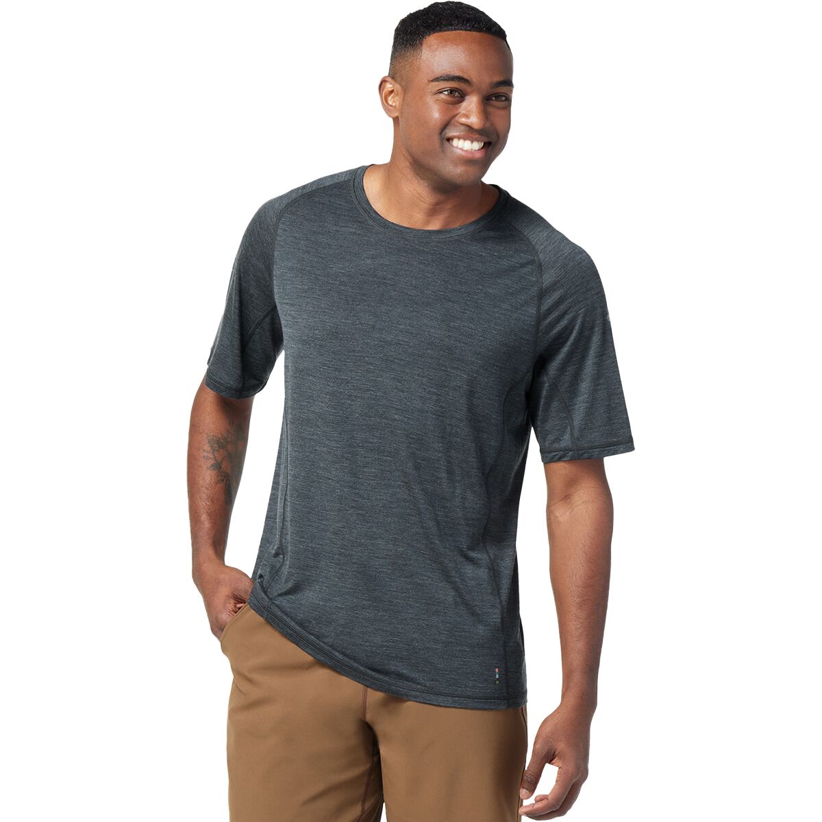 Image of Smartwool Active Ultralite Short Sleeve Shirt - Men's Charcoal Heather, XXL
