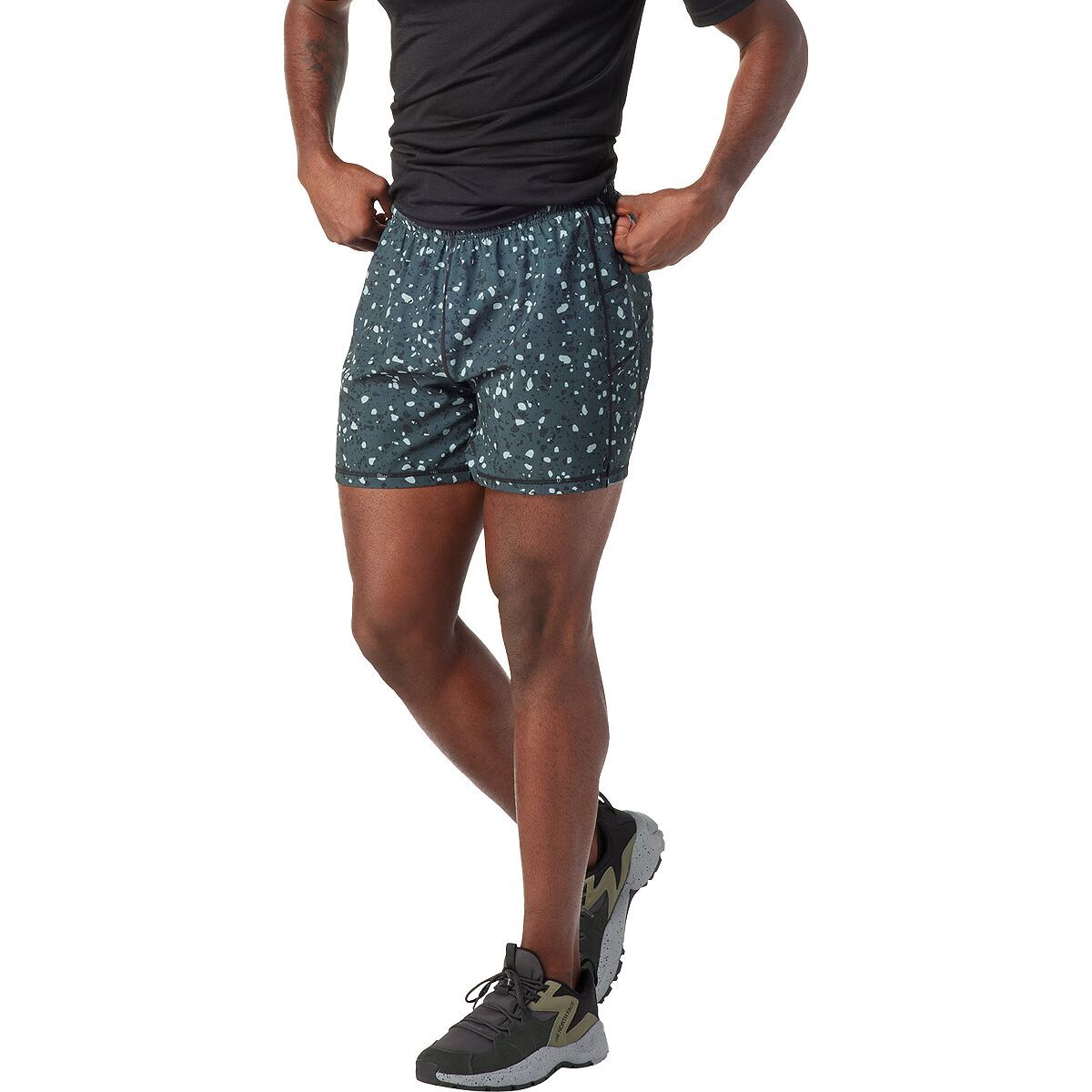 Smartwool Merino Sport Lined 5in Short - Men's Black Composite Print, L