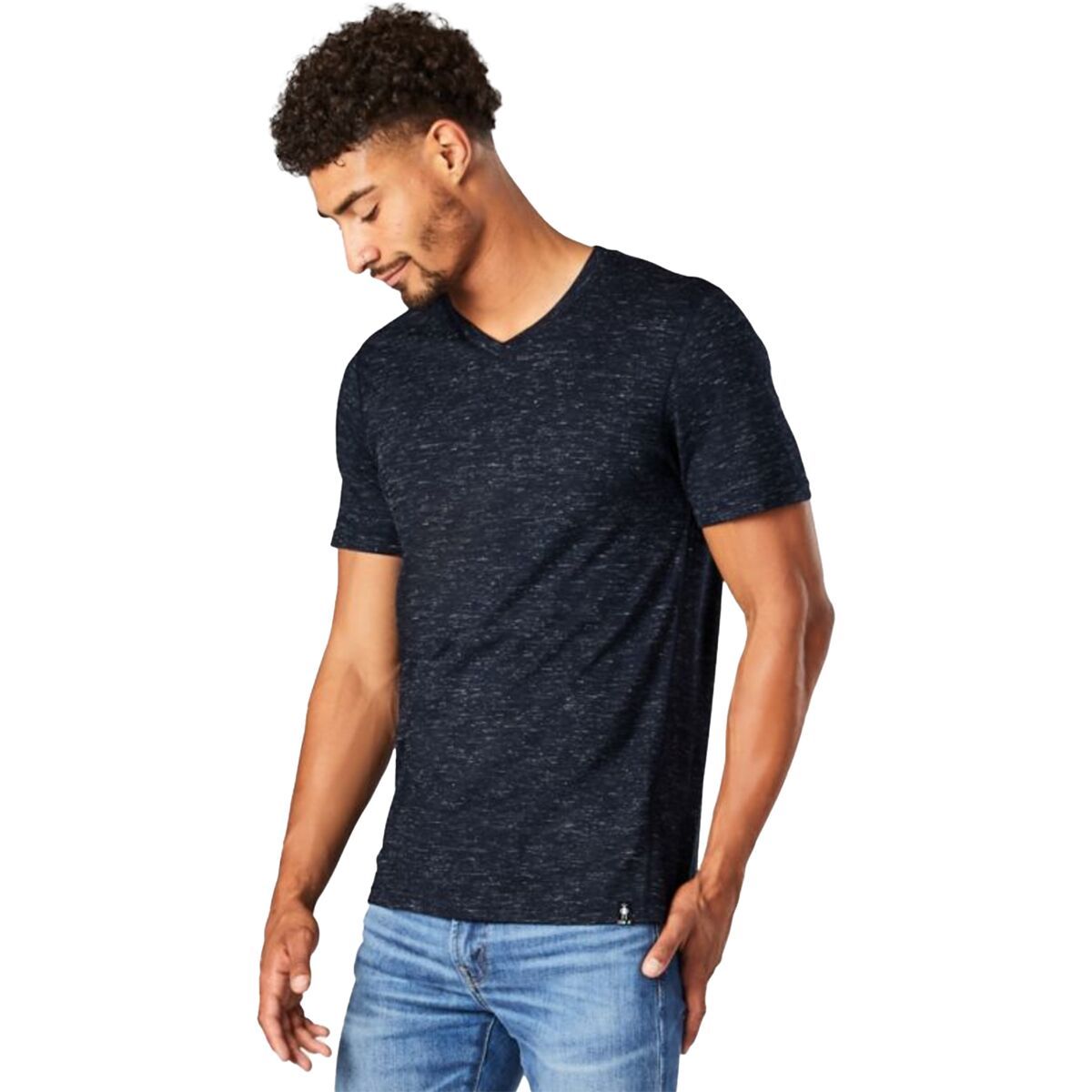 Smartwool Merino Hemp Blend Short-Sleeve V-Neck T-Shirt - Men's Deep Navy Heather, M