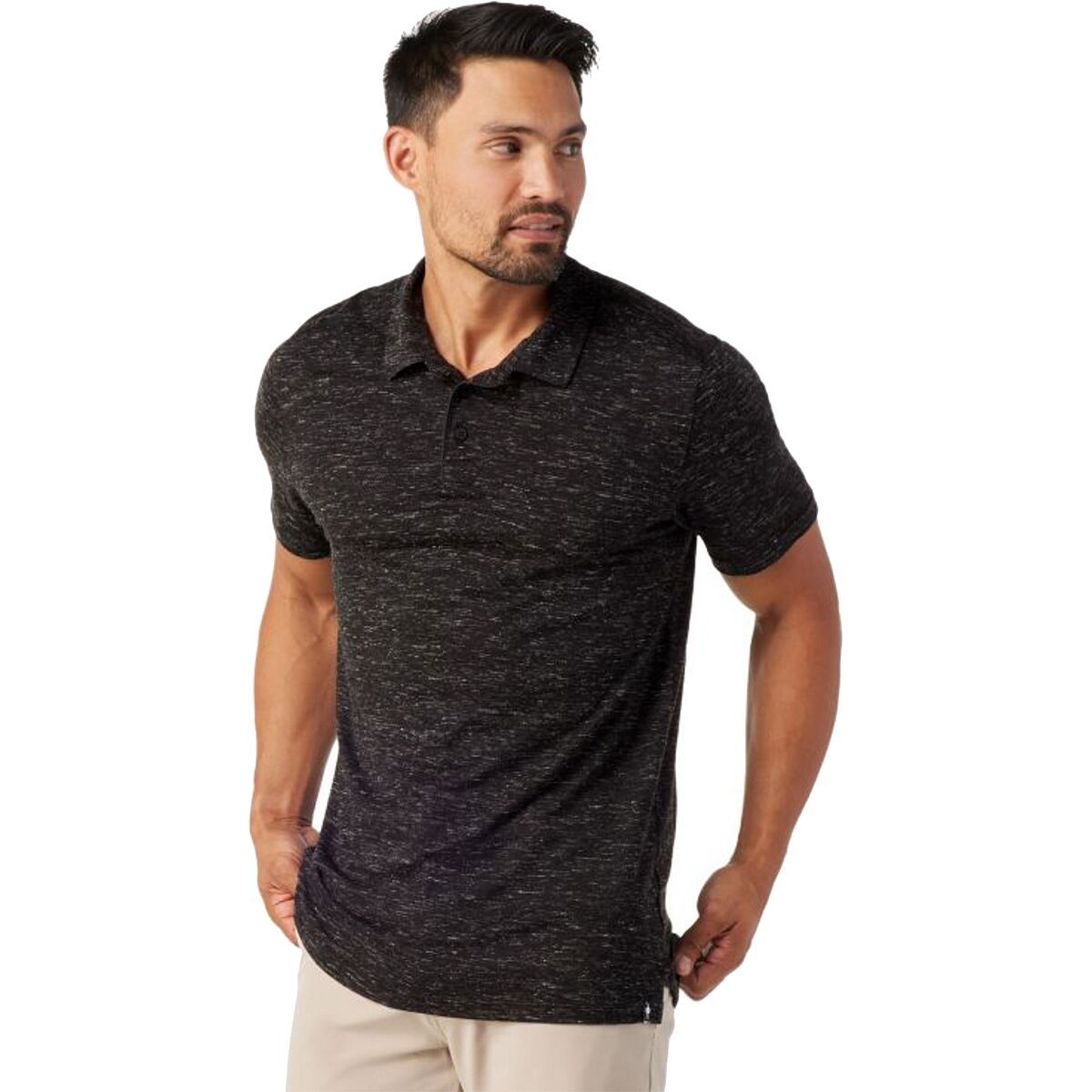 Smartwool Merino Hemp Blend Short-Sleeve Polo Shirt - Men's Black Heather, L