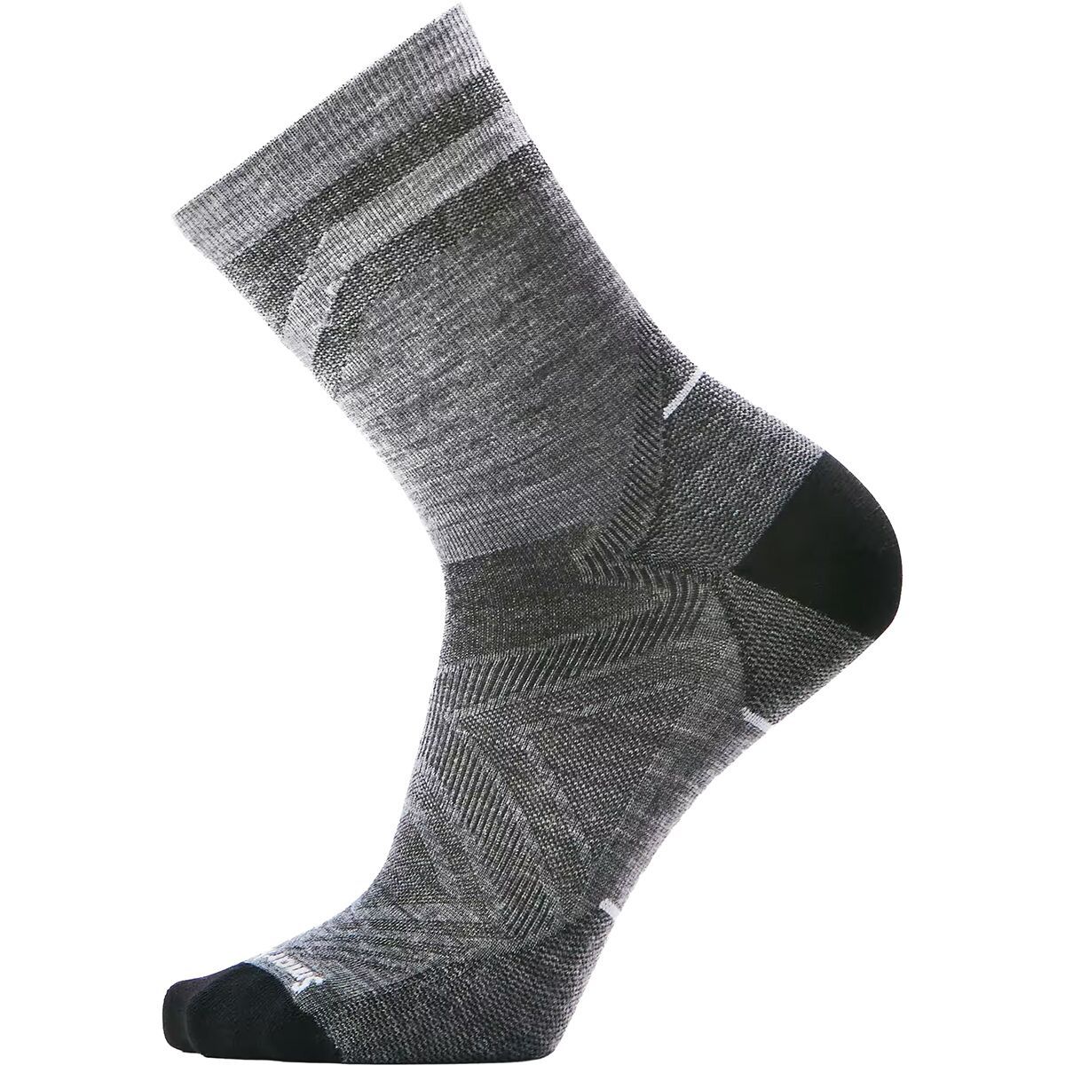 Image of Smartwool Run Zero Cushion Mid Crew Pattern Sock Light Gray, M