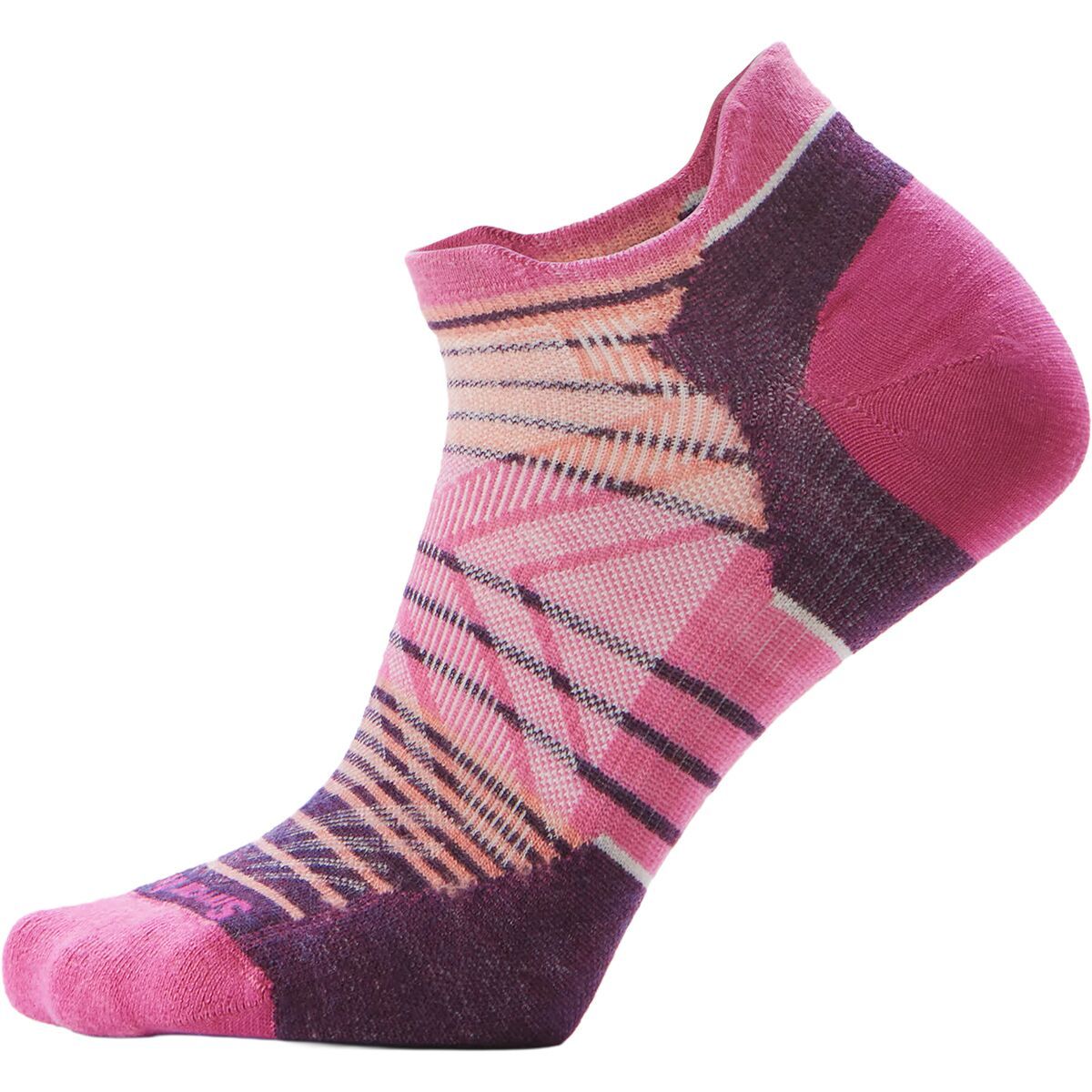 Image of Smartwool Run Zero Cushion Stripe Low Ankle Sock - Women's Garden Pink, L