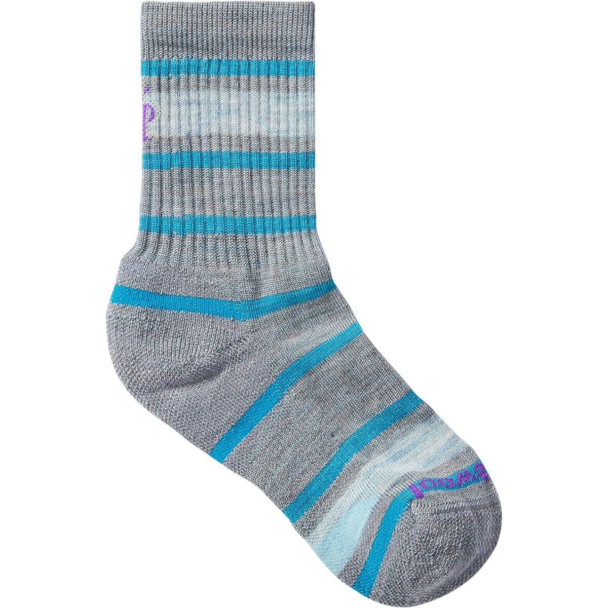 Smartwool Hike Light Cushion Striped Crew Sock - Kids' Lunar Gray, S