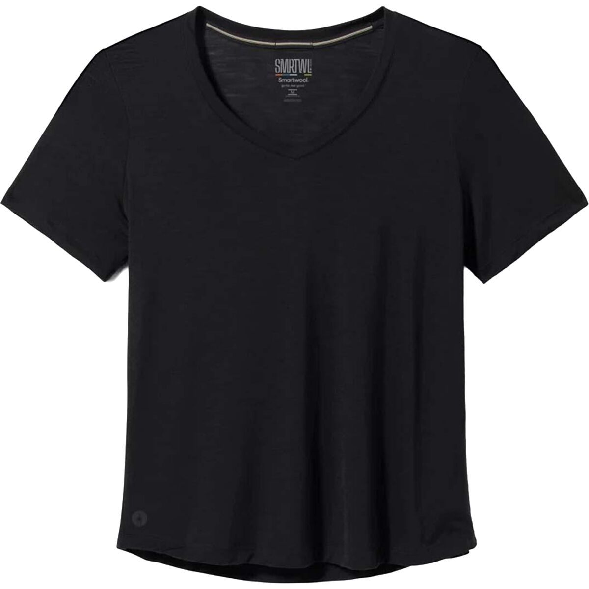 Image of Smartwool Merino Sport 120 V-Neck Short-Sleeve Top - Women's Black, M